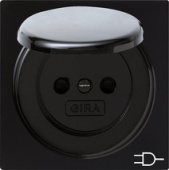 Gira S-Color Черный Розетка с/з  с крышкой
